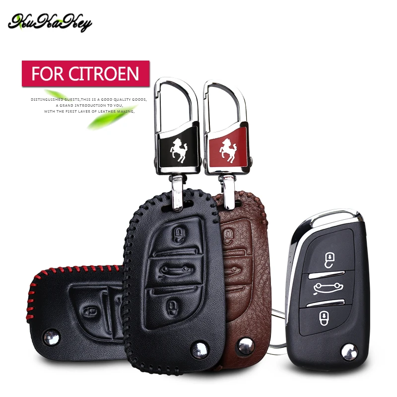 

Leather Key Case Cover For Citroen DS3 DS4 DS5 Berlingo C4 Cactus Picasso C1 C2 C3 C5 X7 Aircross Key Ring Holder Accessories