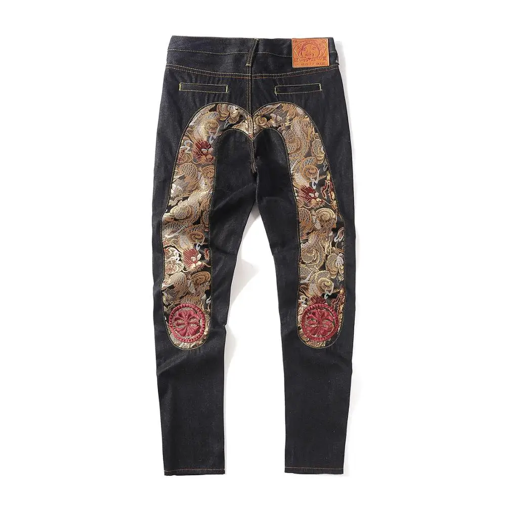 Новинка года; модные повседневные мужские Джинсы Evisu наивысшего качества в стиле хип-хоп с вышивкой; Аутентичные Мужские дышащие прямые брюки - Цвет: Серый