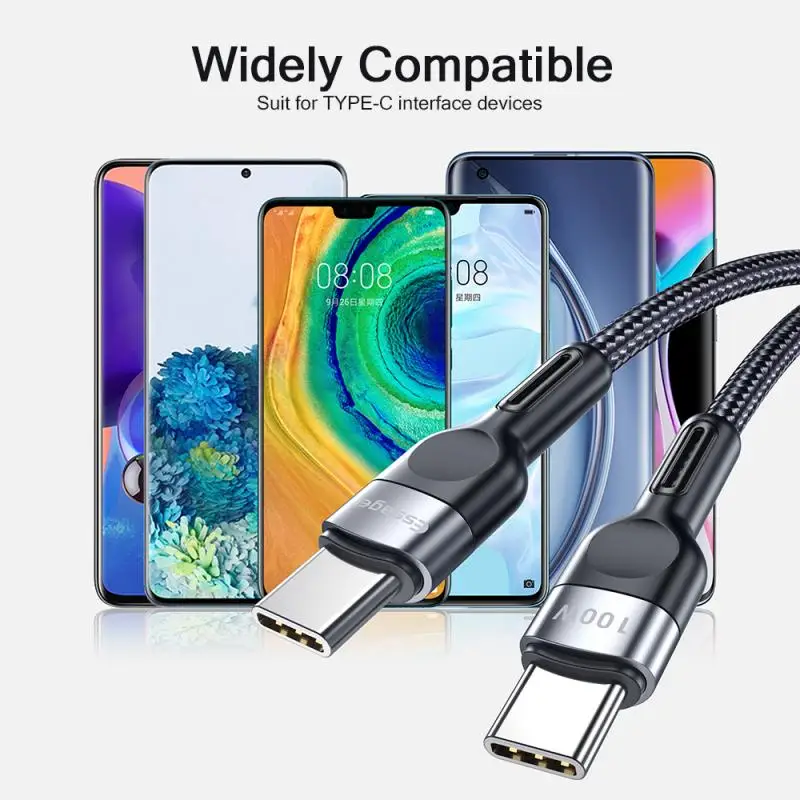 Кабель Essager PD 60 Вт 100 USB C на Type-C QC4.0 3 0 кабель для быстрой зарядки и передачи данных
