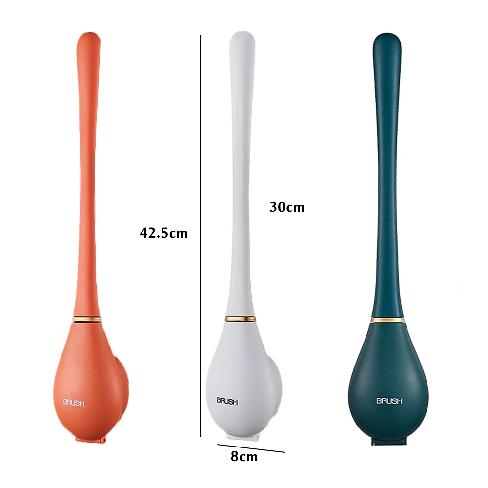 

Creative Wall-Mounted Silicone Toilet Brush with Toilet Brush Holder Deep-Cleaning Toilet Bowl Long Handle Brush for Bathroom