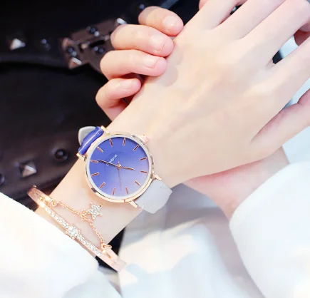 frauen Uhr современный режим frauen Quartz armbanduhr студенческий Leder Damen нарукавная повязка lusus Uhr Повседневная Relogio femenino
