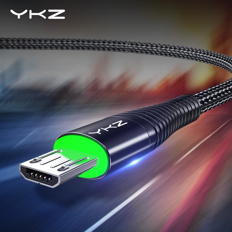 Кабель Micro USB YKZ светодиодный 3 А быстрая зарядка кабель для Samsung Huawei Xiaomi Android