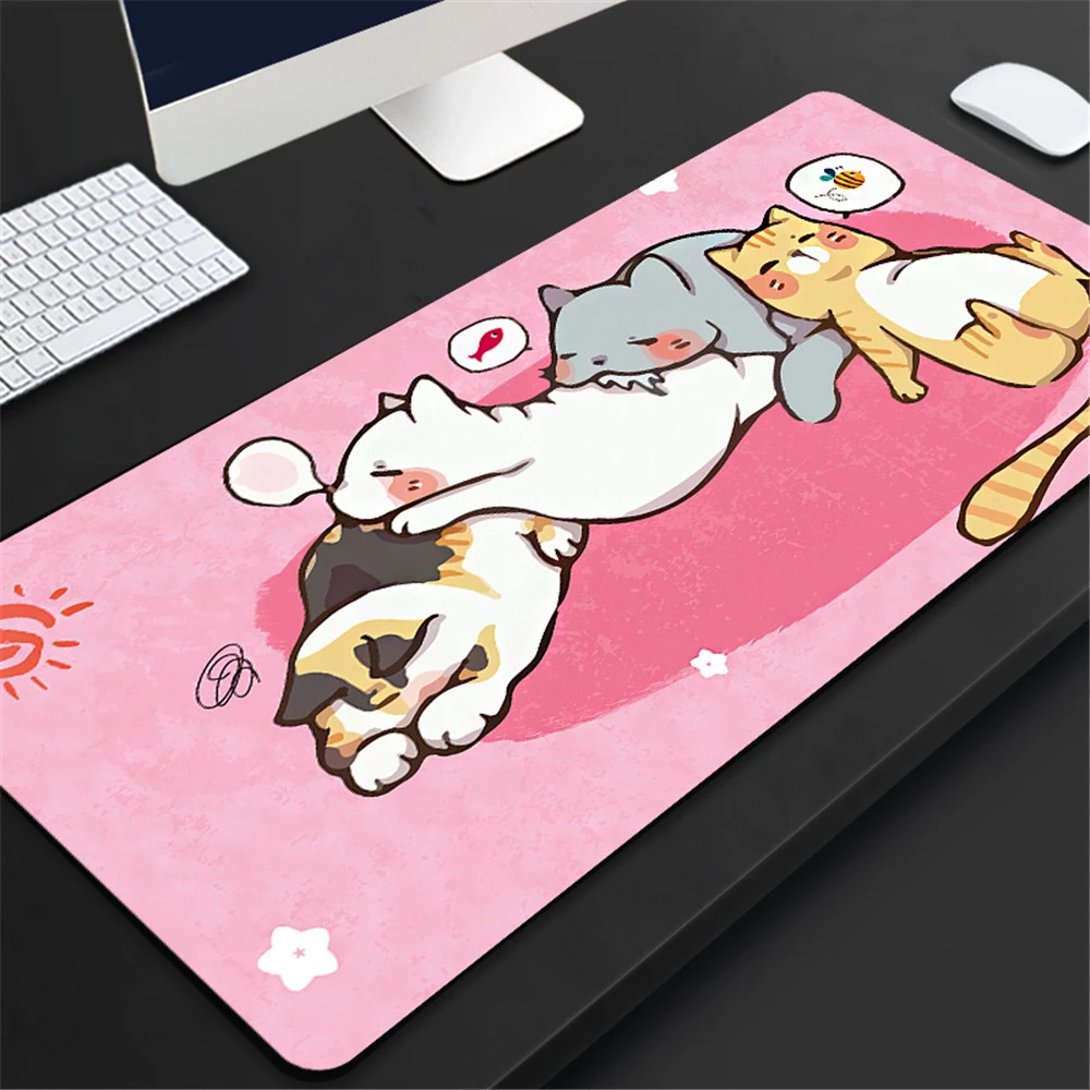 kawaii oversized mouse pad keyboard laptop desk pad rubber wrist non slip desk mat desktop organizer computer accessories free global shipping