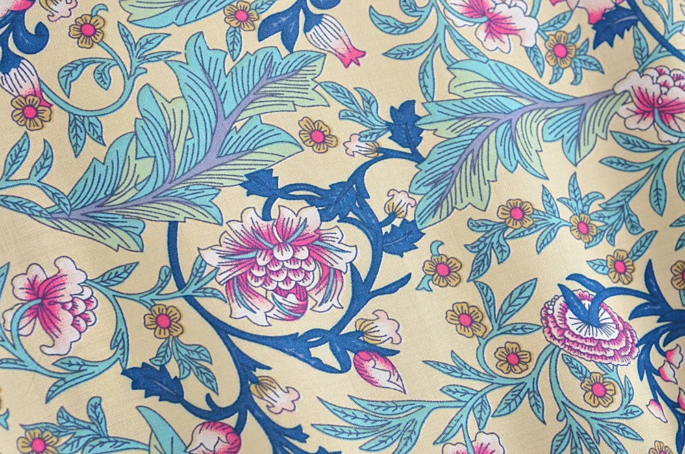 Vintage Chic Women Floral Print Bat Sleeve Beach Bohemian Kimono Happie Dress Ladies V Neck Summer Boho Robe Cover-up | Женская одежда