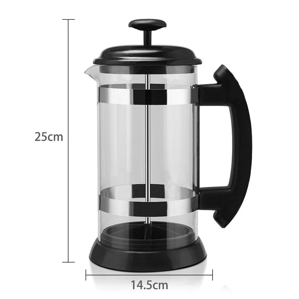 

1000 ML Coffee Maker Kettle Practical Stainless Steel Tea Brewer For Coffee Tea Glass French Press Pot Coffee Pot
