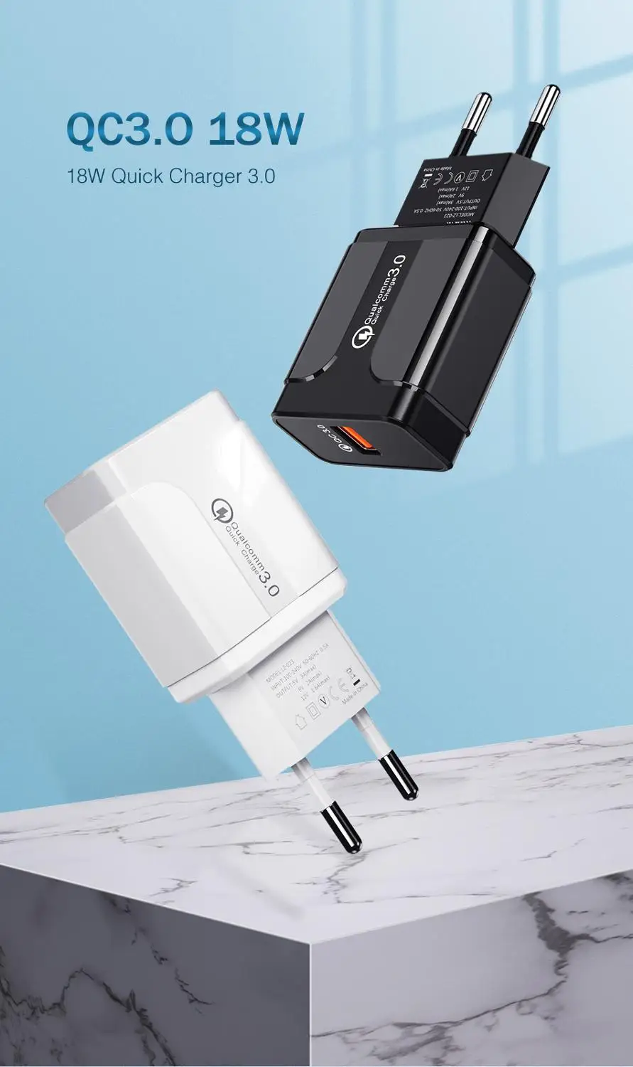 Быстрое зарядное устройство Qualcomm QC 3 0 4 18 Вт USB портативный мобильный телефон для