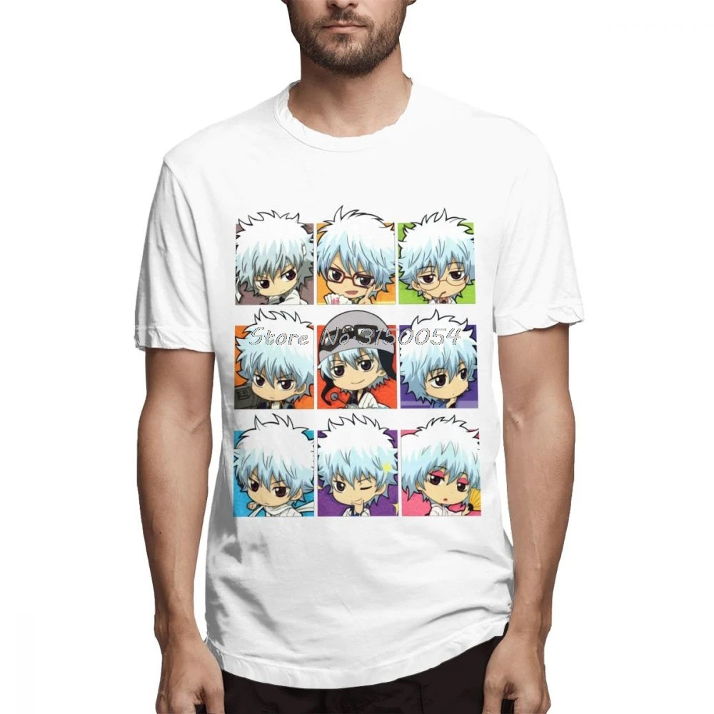 Футболка мужская хлопковая с круглым вырезом ретро Gintama Chibi Gintoki рубашка в стиле
