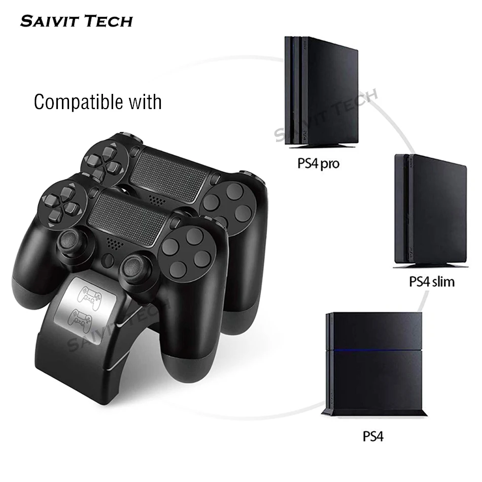 Тонкая беспроводная док станция для контроллеров Sony PlayStation PS 4 DualShock двойное