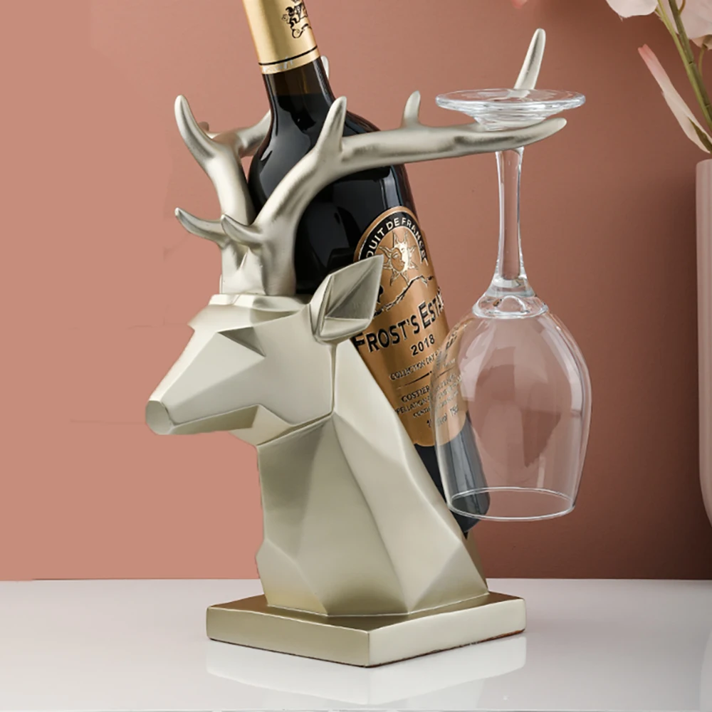 creative resin deer head wine rack wine bottle holder wine stand home livingroom decoration kitchen bar cabinet decor craft gift free global shipping
