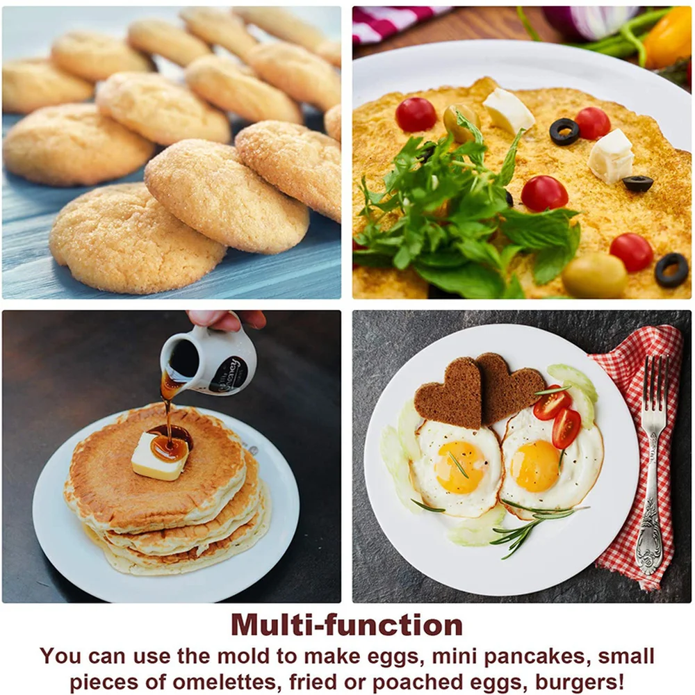 

Pancake Maker Multiple shapes 4 Holes Nonstick Silicone Baking Mold Ring Fried Egg Mold for family cooking