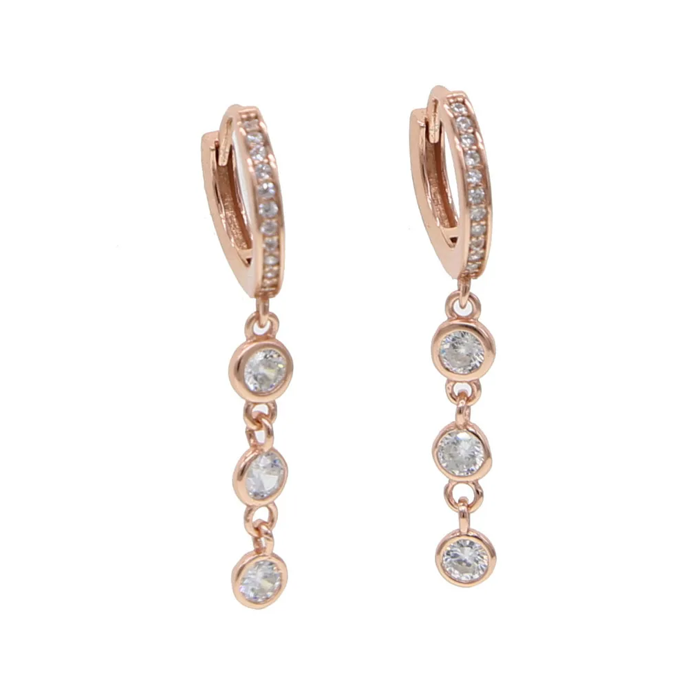 925 стерлингового серебра элегантные слеза Капельное Циркон CZ 3 вида цветов Хооп