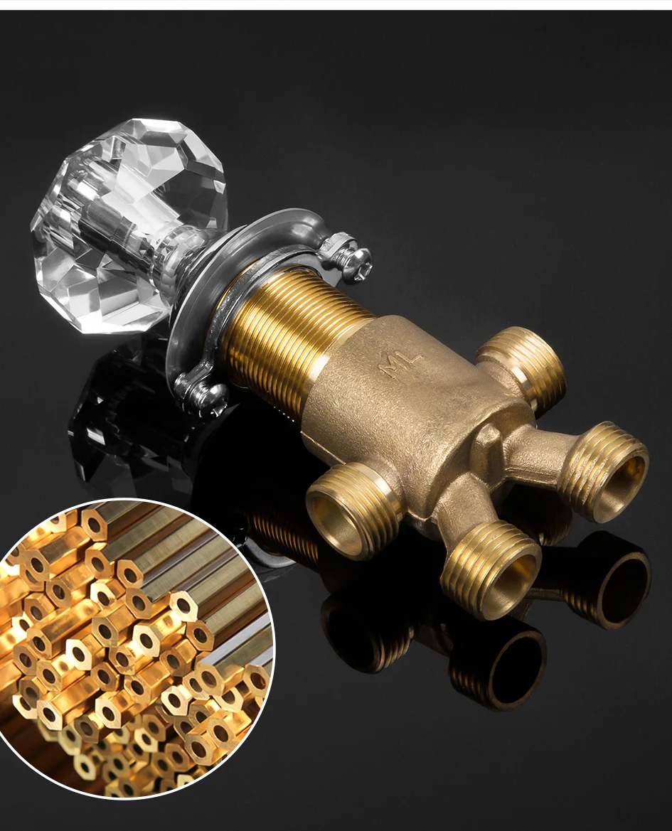 Латунный Смеситель для массажной ванны с хрустальной ручкой кран холодной и