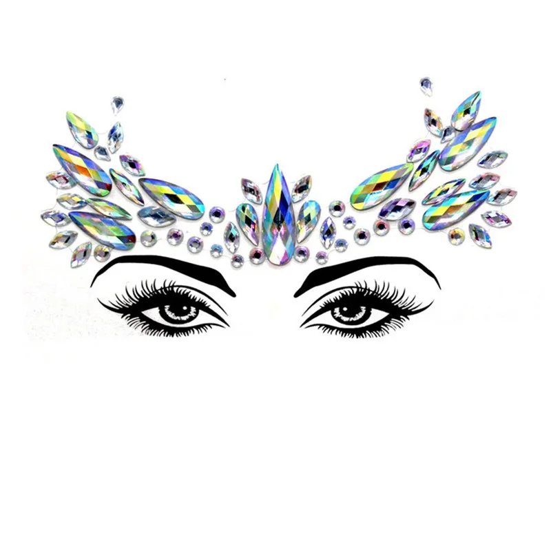 Acrylic Resin Drill Diamond Face Jewelry Women Masquerade Party Decor Diy Eyebrow Eye Stickers Colorful Crystal | Дом и сад