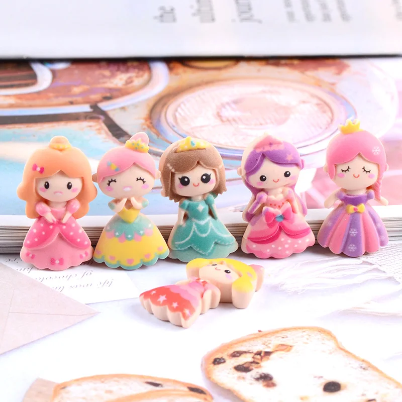 

10Pcs Cartoon Girl Flat back Resin Cabochon Kawaii Princess for Hair Bows Center Accessories DIY Scrapbooking Craft Decoration