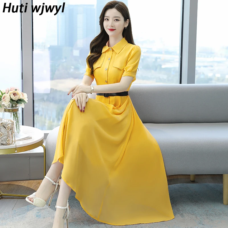 

Летнее винтажное платье-макси в стиле бохо, размеры до 4XL, элегантный женский облегающий сарафан, вечерние платья 2022, однотонные шифоновые п...