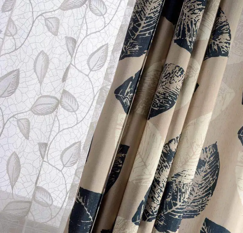 Занавески с высоким затенением из хлопка и льна в американском стиле принтом