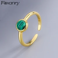 foxanry 925 stamp rings for women new trend elegant creative unique handmade green stone party jewelry birthday gifts