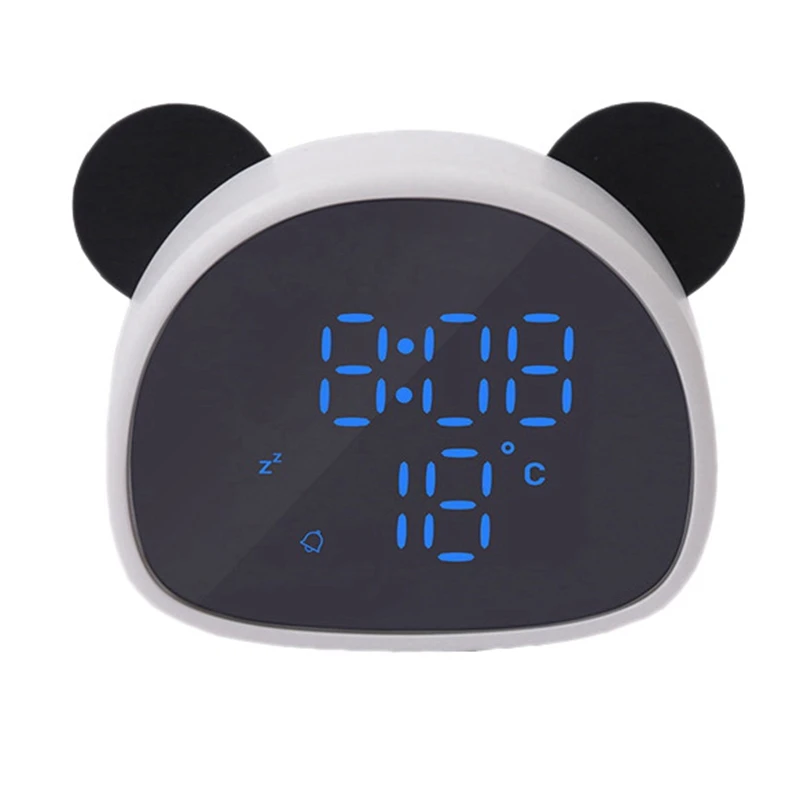 

Electronic Digital Alarm Clock Cartoon Panda Mirror Clock Snooze Voice Recording Home Decor for Children's Gift