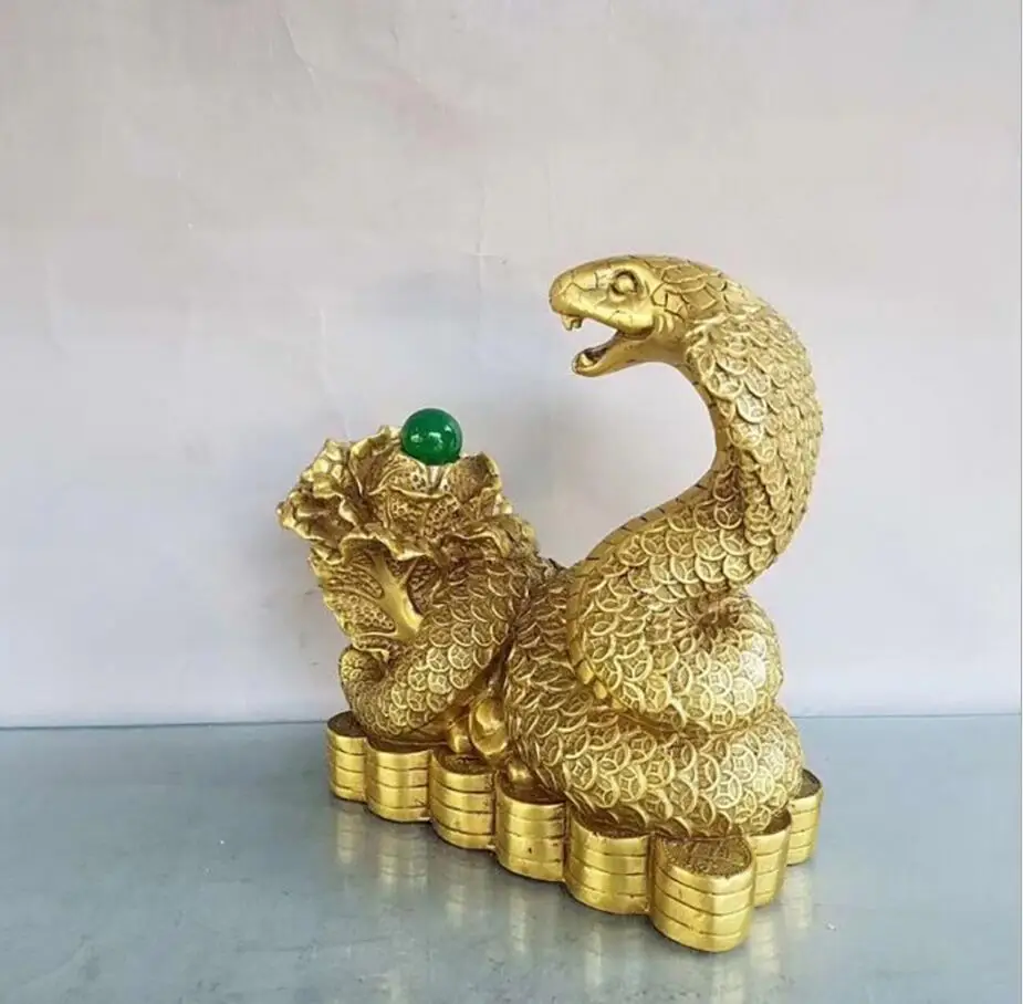 Медная статуя медные деньги Кобра предметы интерьера для дома Зодиак из латуни