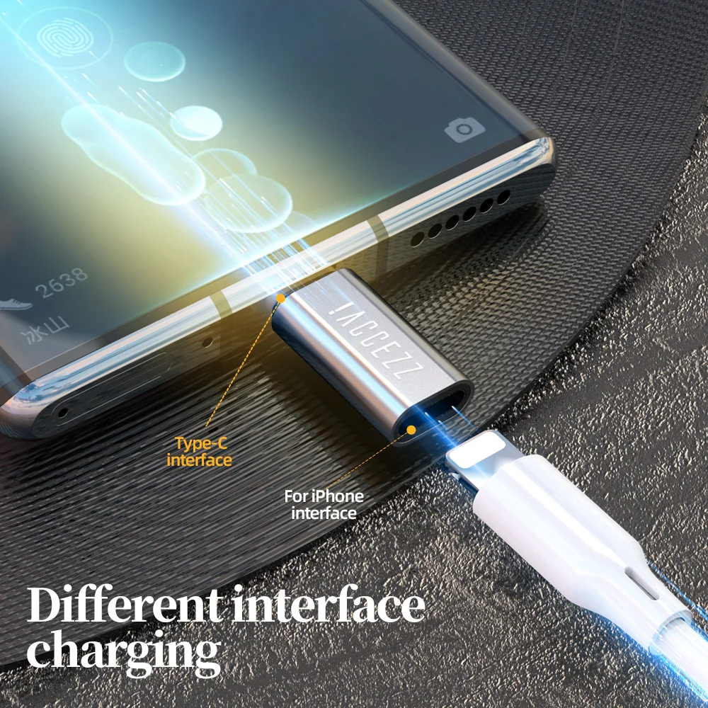 ! ACCEZZ 3 шт. OTG адаптер USBC для IPhone кабель Мужской Type-C освещения женской зарядки