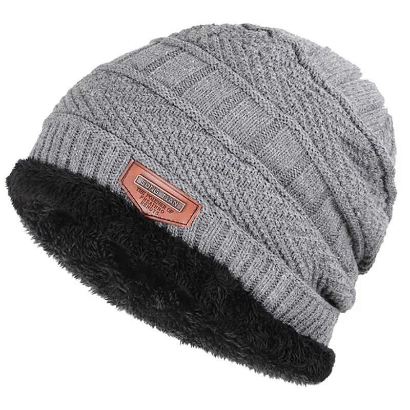 Gray (only hat) Новинка, зимняя вязаная шапка, шарф, комплект из 2 предметов, пентаграмма, для мужчин и женщин, теплая мягкая шапка, Балаклава, плюс бархат, толстая шапка, шапка для мужчин - Цвет: Gray (only hat)
