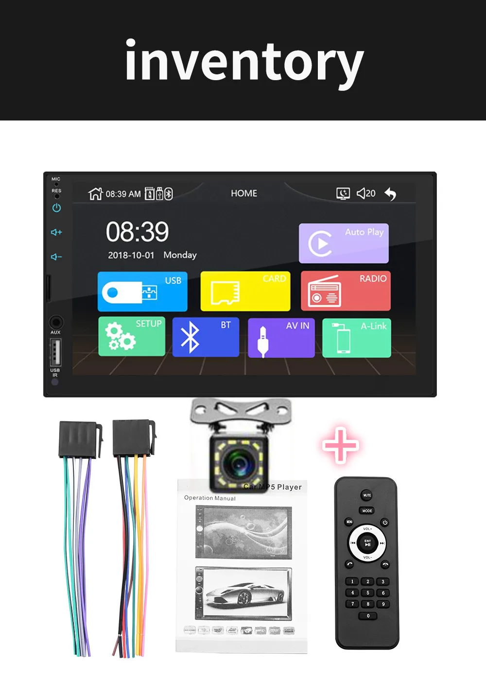 Car Radio with Cam 3 2 Din Apple Carplay автомобильный Радио Bluetooth Авто " сенсорный экран видео MP5 плеер USB TF ISO стерео Система головное устройство - Цвет: Car Radio with Cam 3