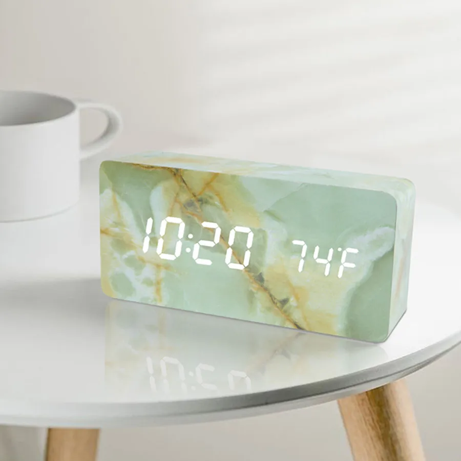 HQ Snooze Многофункциональный светодиодный Будильник мраморные цифровые часы