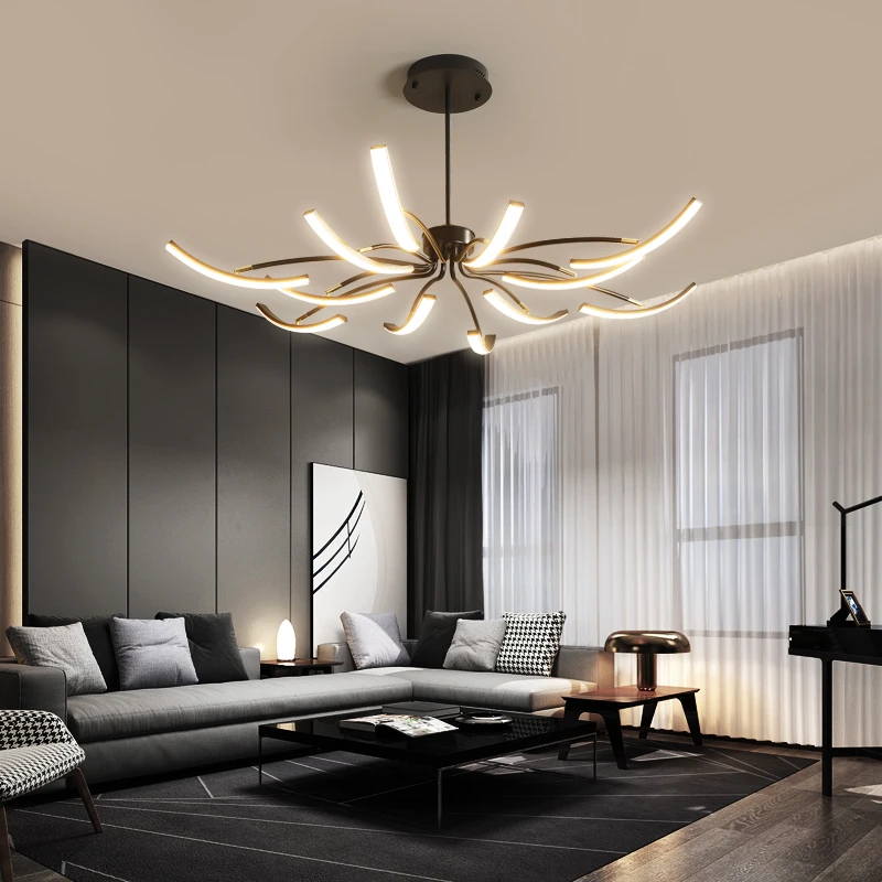 

Матовая черная/Белая Светодиодная потолочная лампа MDWELL для гостиной, спальни, кабинета, Регулируемая Новинка