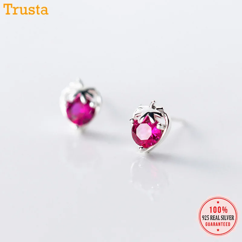 Trustdavis 925 пробы серебряные милые сверкающие розовые серьги гвоздики с фианитами в