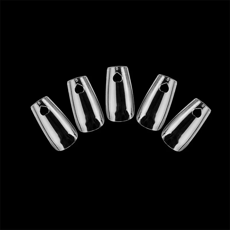 

Heart Cut Out Square Middle Length Gel Press on Fake Nail Tips 504pcs Box Package
