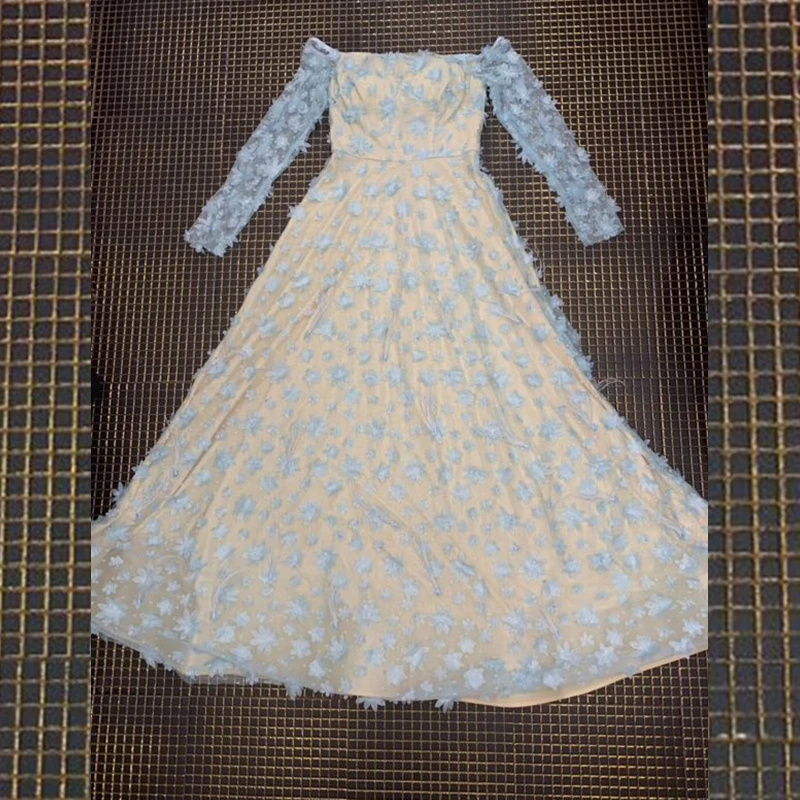 Модное Платье макси с открытыми плечами и цветочным принтом 2019 женское