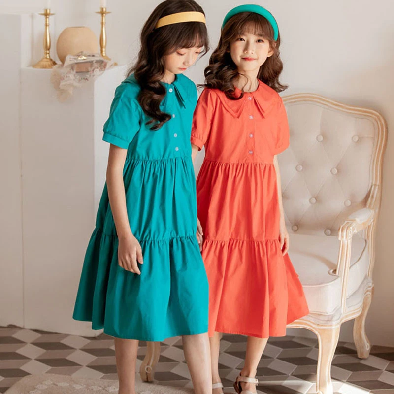 Летнее платье для девочек-подростков 2021 г. одежда школьное длинное из 100% хлопка