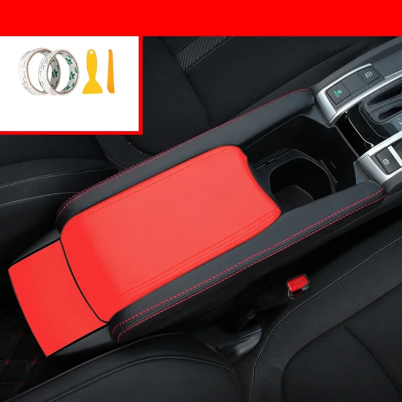black red Автомобильный Стекло Лифт подлокотник декоративные кожаный чехол Межкомнатная дверь панели ПУ Накладка для Honda Civic автомобильные аксессуары - Название цвета: black red