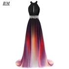 Платье для выпускного вечера BM Ombre, шифоновое длинное формальное вечервечерние платье с лямкой через шею и бисером, BM348, 2020