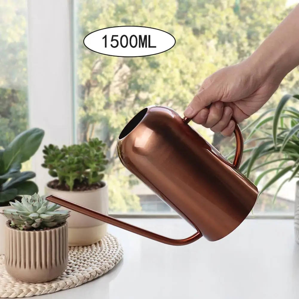 

NEW Long Mouth Stainless Steel Watering Can Copper Colored Watering Can For Outdoor And Indoor House Plants, 1500 ml / 52 oz