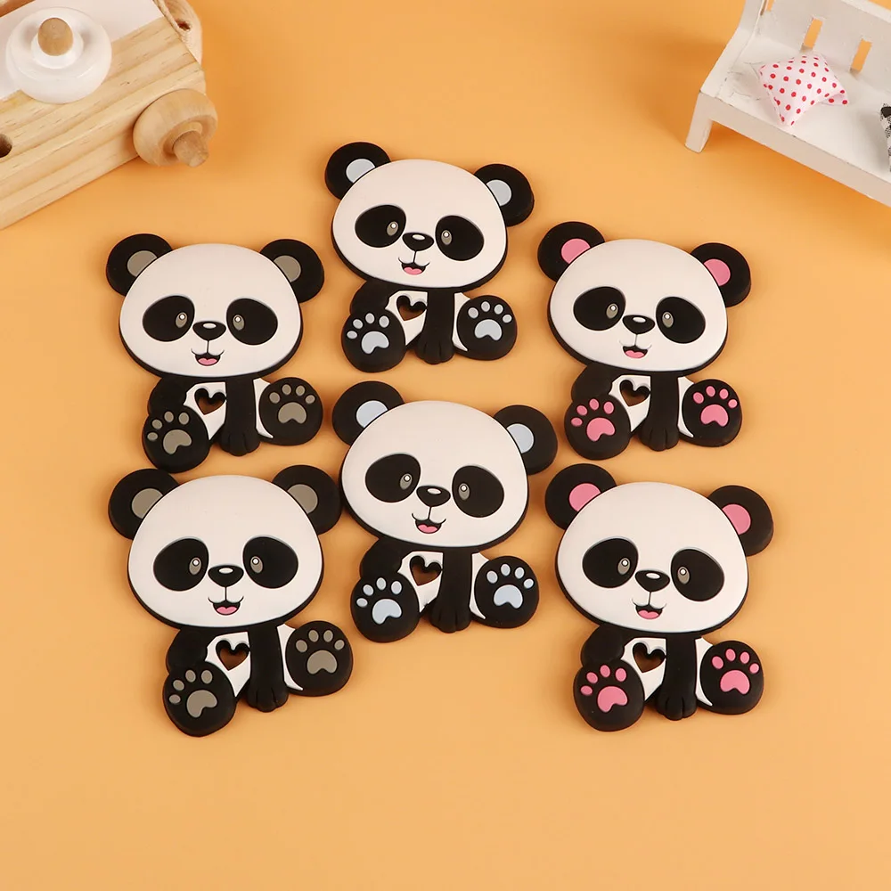 

Sunrony 1pc Panda Silicone Teether Cartoon Animals Food Grade Safety Pendants DIY Pacifier Chain Accessories Baby Molar Toys