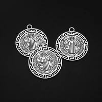 4pcslots 30x35mm antique silver plated saint benedict medal charms cross spacer pendant for diy jewelery accessories crafts