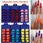 100 шт.компл. акриловые карамельные цвета полное покрытие балерина матовые накладные Типсы для маникюра для наращивания накладных ногтей своими руками дизайн ногтей