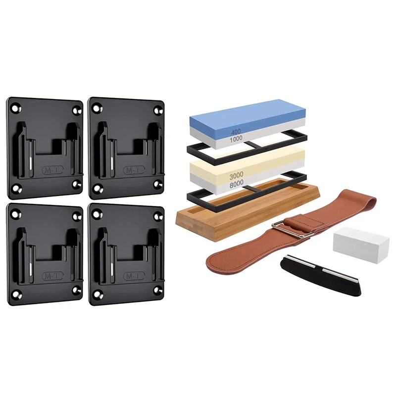 

Sharpening Stone Whetstone Set With 4 Pcs Power Tool Holder Mount Brackets Hook Storage Rack Power Tool