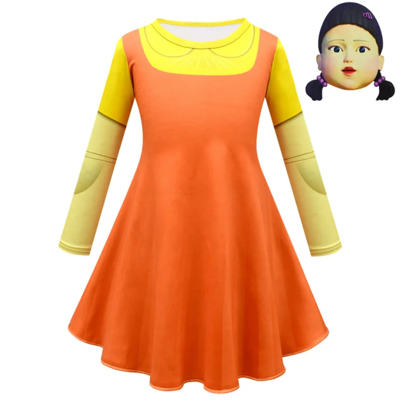 

Squid Game Cosplay Costumes Halloween 123 Wooden Man Girl Dress Set Suit Kids Christmas Clothing Scary HalloweenScary Halloween