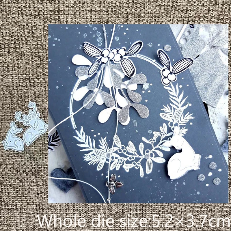 

XLDesign Craft Metal stencil mold Cutting Die 2pcs deer decoration scrapbook die cuts Album Paper Card Craft Embossing