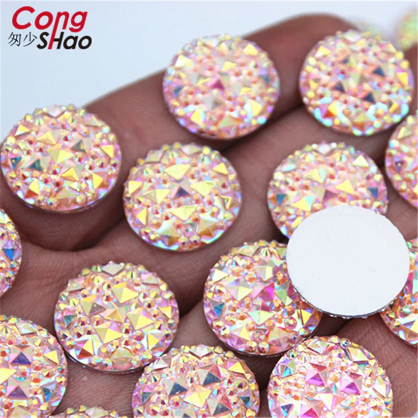 Cong Shao 18mm 50PCS AB Colorful Round Stones And Crystals Flat Back Resin Rhinestone Applique DIY Costume Accessories ZZ34 | Дом и сад