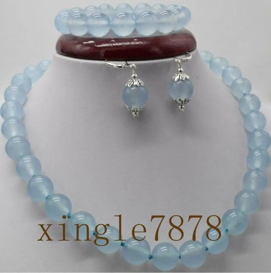 Модные ювелирные изделия Бесплатная доставка натуральный 10 мм синий Аквамарин