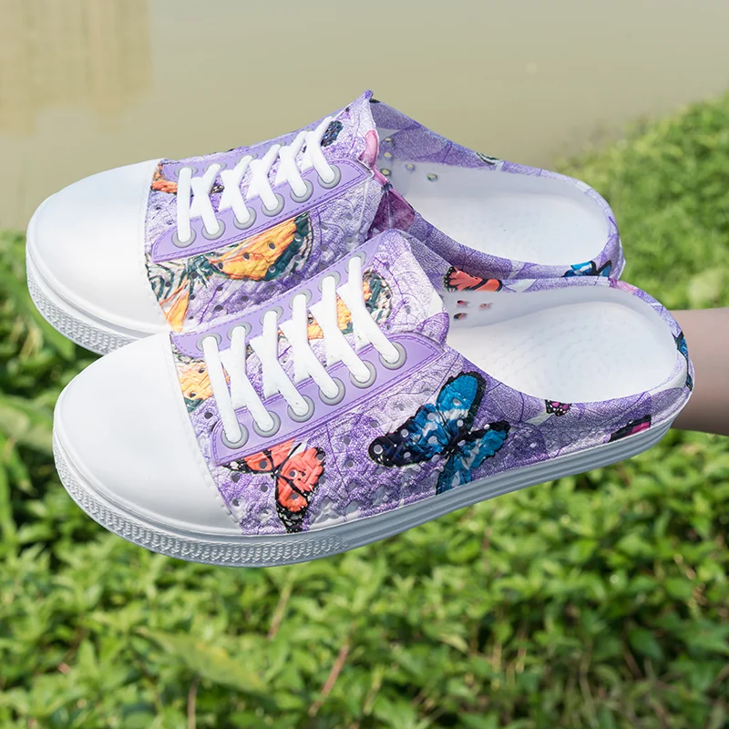 

R.XJIAN Bird's Nest Hole Shoes Flower Round Half Slippers Ladies Beach Shoes Outdoor Leisure Sports Shoes Size 36-41