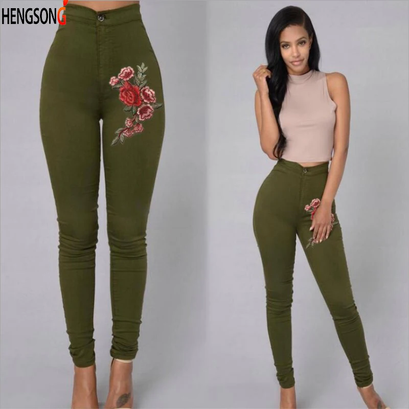 2020 летние новые женские спортивные брюки с высокой цветочной вышивкой на талии