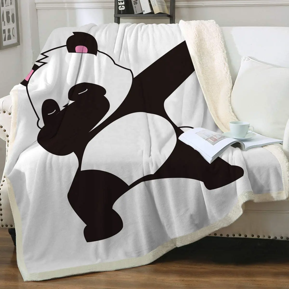 

Sleepwish Panda Plush Sherpa Blanket Cartoon Animal Soft Fleece Throw Blanket Cute Panda Bears Graphic Pattern