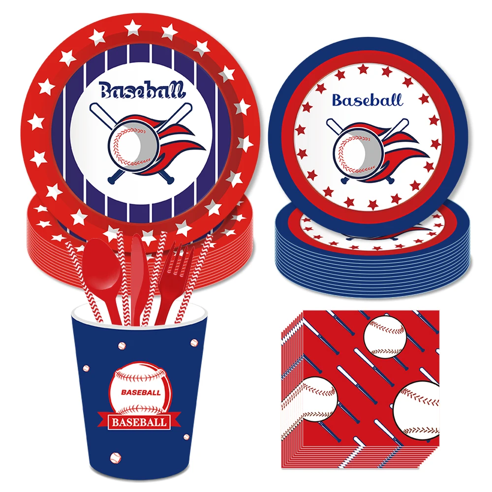

Baseball Sports Theme Dinner Plates Disposable Tableware Sets Happy Birthday Party Decorations Baby Shower Kids DIY Party Favors