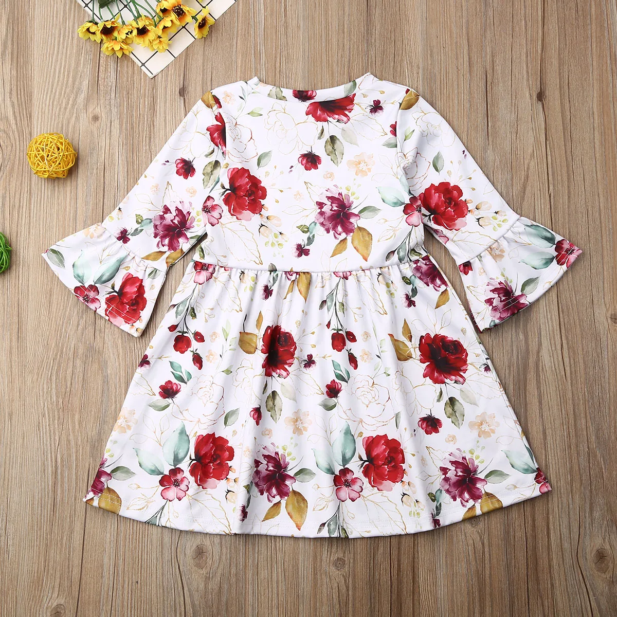 Малыш Платья для маленьких девочек платье с длинным рукавом красным платьем