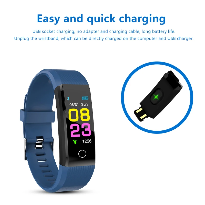 2019 New 115 Plus Smart Watch Men Women Heart Rate Monitor Blood Pressure Fitness Tracker Smartwatch Sport for Ios Android | Электроника