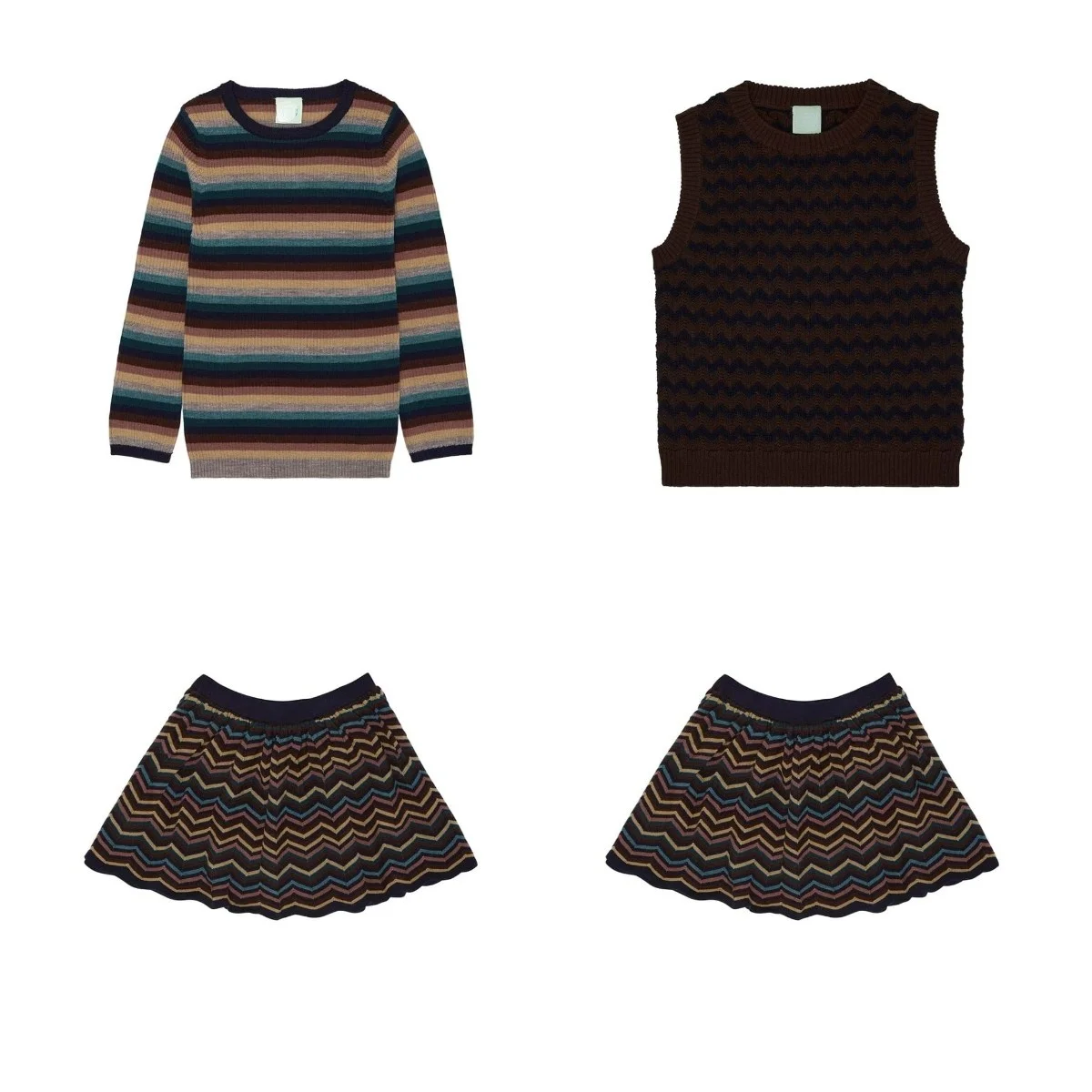 

In Stock 2021 Autumn and Winter New Boys and Girls Fu Soft Merino Wool Knitted Sweater Girl Top Half Skirt Suit Boy Vest